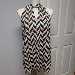 NWT Torrid Chevron Striped Halter Top - Black, White, and Orange Size L